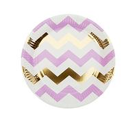 Neviti Pattern Works Paper Plates - Lilac & Gold Chevrons - Pack of 8