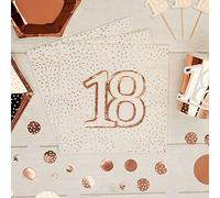Neviti Rose Gold Dotty 18th Birthday Paper 3 Ply Party Napkins x 16