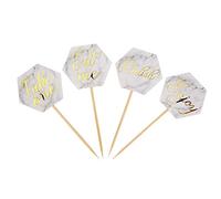 Neviti Scripted Marble Cupcake Picks - Baking Food Picks - 20 pack