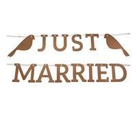 Neviti To Have And To Hold Just Married Bunting, Paper, Gold, 11.5 x 13.6 x 0.1 cm