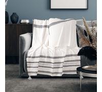 Nevni Soft Cotton Striped Tufted Double Throw For Sofa, Couch, Bed - 150 X 200 Cm, Black