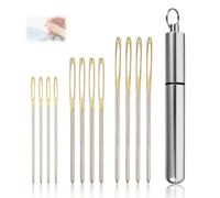 Nevoluxer 12 Pieces Large Eye Sewing Needles Stainless Steel Cross Stitch Needles with Aluminium Storage Tube for Knitting Embroidery and Yarn Projects