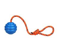 Nevperish K9 Training Ball with Rope - Indestructible Dog Toy for Training, Pull, Throw, Tug and Fetch - Belgian Malinois Gifts (Blue)