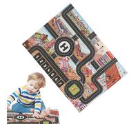 NevPuose Car Rug play-Mat - Road Map Design, 33 x 22 Inch Kids Toy Carpet, Interactive City Life play-Rug | Fun Car Track Mat For Children Bedroom Playroom Learning Activity Floor Use