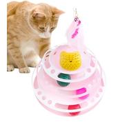 NevPuose Interactive Cat Toy Ball Turntable,3-Layer Turntable Ball Track with Feather and 3 Rotating Balls - Kitten Puzzle Toys for Stimulating Kitten Senses & Hunting Instincts