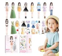 NevPuose Magnet Outfit Puzzle Toy - Fashion Doll Assembly, Character Costume Kit | Look Creation Game, Portable Travel Case Set, Paper Cutout Simulation Clothes for Children, Creative Game