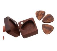 NevPuose Pick Box Guitar Picks,Walnut Holder Box Guitar Pick Holder Case | Square Wooden Storage Box Portable Guitar Accessories for Acoustic & Bass