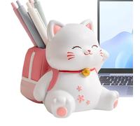 NevPuose Stylish Pen Holder for Desk, Pen Tray for Workplace, Cute Cat Design, Resin Decorative Pen Box for Home Office, School, Student Room