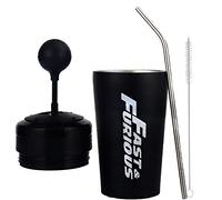 NEVRAH Fast and Furious Gear Shift Cup, 500ml Rocker Gear Shift Style Water Cup, 304 Stainless Steel F10 Drink Cup, with Straw and Lid, Large Capacity Gear Lever Water Cup for Movie Fans Friends