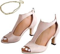 Nevriz Orthopedic High Heels for Women Amelia Willow Orthopedic Heels 2024 Dress Shoes Low Block Heels Comfortable Chunky Open Toe Wedding Shoes Elegant Casual, pink, 6 UK