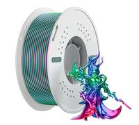 NevsBye Tri-Color Silk PLA Filament 1.75mm, Shiny Three-Tone Gradient 3D Printing Material, 1KG Spool, Easy to Print with Vibrant Metallic Sheen (Red&Blue&Green)