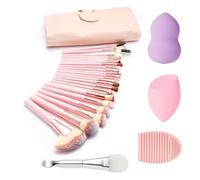 NEVSETPO Makeup Brushes, Quality Make Up Brushes 28Pcs Makeup Brushes Set Professional & Beginner Make-up Sets & Case, Brushes & Sponges,Travel-Friendly Roll-up Beauty Gift Sets for Women, PINK