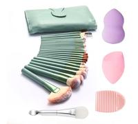 NEVSETPO Makeup Brushes, Quality Make Up Brushes 28Pcs Makeup Brushes Set Professional & Beginner Make-up Sets & Case, Brushes & Sponges,Travel-Friendly Roll-up Beauty Gift Sets for Women, GREEN