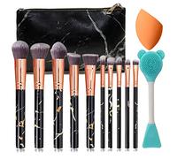 NEVSETPO Marble Black Makeup Brushes, 12Pcs Make Up Brushes for Women Travel-Friendly Makeup Bag, Brushes & Sponges, Beauty Blenders, Synthetic Eyeshadow Contour Make-up Gift for Teenage Girls Kids