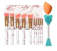 NEVSETPO Marble Pink Makeup Brushes, 12Pcs Make Up Brushes for Women Travel-Friendly Makeup Bag, Brushes & Sponges, Beauty Blenders, Synthetic Eyeshadow Contour Make-up Gift for Teenage Girls Kids