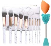 NEVSETPO Marble White Makeup Brushes, 12Pcs Make Up Brushes for Women Travel-Friendly Makeup Bag, Brushes & Sponges, Beauty Blenders, Synthetic Eyeshadow Contour Make-up Gift for Teenage Girls Kids