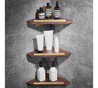 NevStp Bathroom Corner Shower Shelfs Walnut Bathroom Shelf Floating Shelves Multifunctional Triangular Organizer Storage Rack Dressing Table Wall Mounted Kitchen Shelves Extremely Durable/3 Layers