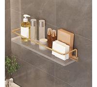 NevStp Bathroom Shelf Corner Shower Caddy Floating Shelves Wall Mounted Transparent Acrylic Dressing Table Cosmetic Skin Product with Towel Shelf Storage Rack Kitchen Shelves/Gold/40Cm