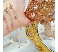 New 0.5/1Meter Gunblack Cut-Out Butterfly Red Rhinestone Chains Women Style for DIY Necklace Jewelry Making Clothing Accessories-Pink KC Color-0.5Meter