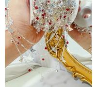 New 0.5/1Meter Gunblack Cut-Out Butterfly Red Rhinestone Chains Women Style for DIY Necklace Jewelry Making Clothing Accessories-Red Silver Color-0.5Meter
