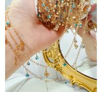 New 0.5/1Meter Gunblack Cut-Out Butterfly Red Rhinestone Chains Women Style for DIY Necklace Jewelry Making Clothing Accessories-Bule KC Color-0.5Meter