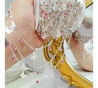 New 0.5/1Meter Gunblack Cut-Out Butterfly Red Rhinestone Chains Women Style for DIY Necklace Jewelry Making Clothing Accessories-Pink Silver Color-1Meter