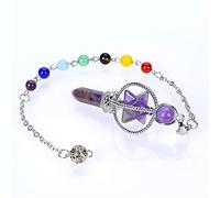 New 1 Pcs 62x23mm Natural Stone Crystal Merkaba Pencil Dowsing Pendulum Pendant Reiki with 7 Chain for Women Men