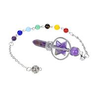 New 1 Pcs 62x23mm Natural Stone Crystal Merkaba Pencil Dowsing Pendulum Pendant Reiki with 7 Chain for Women Men