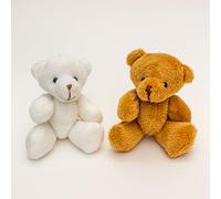NEW 1 X BROWN And 1 X White - Teddy Bears 12cm - Cute Cuddly Soft - Gift Present