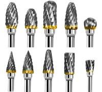 New 10 Pcs 1/8" Shank Tungsten Carbide Milling Cutter Rotary Tool Burr Double Diamond Cut Rotary Compatible With Dre-mel Tools Electric Grinding ( Size : 1 PACK )
