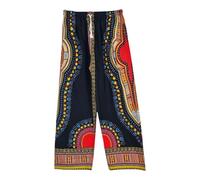 New 100% Cotton African Printed New Dashiki Wide Leg Baggy Palazzo Trouser Long Women (Black)