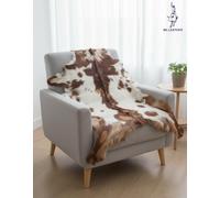 NEW 100% REAL GOAT HIDE LEATHER RUGS TRICOLOR NATURAL GOAT SKINS CARPET AREA M-L (BROWN & WHITE, Large: 8-10 sq ft (81-91 x 61-68 cm))