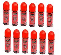 NEW 12 X 200 ML NEON RED SPRAY CAN PAINT AEROSOL FLUORESCENT BRIGHT MATT FINISH SPRAY 200ML PACK SET OF 12