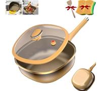 New 12in Titanium Alloy Non-Stick Pot with Lid,Non Stick Frying Pans,Titanium Pans for Cooking,Multi-Purpose Deep Saute Pan with Steamer Basket,for Frying,Stir-Frying,Stewing (Pot+Lid)
