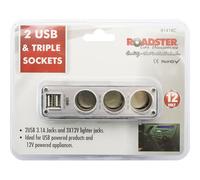 New 12V 24 Volt Cigar Cigarette Lighter Lead Splitter New Socket Extension Cable | Outlet Splitter with Dual USB Ports CAR Charger