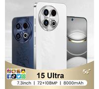 New 15 Ultra Original Cellphones 4G 5G Dual Sim Mobile Phones Android Global Version 7.3inch Cell Phone 7800mAh Smartphone Black 22GB 2TB RWH