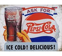 New 15x20cm "Ask for Pepsi Cola" vintage enamel style metal advertising sign