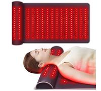 New Leather Red Light Therapy Mat with Neck Support, 225 Red Light Therapy LEDs,19.0 * 35.8In, Dual-Wavelength for Enhanced Pain Relief