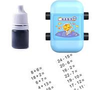 New 2 in 1 Roller Digital Teaching Stamp Addition and Subtraction Roller Stamp with Ink, Double-Head Roller Digital Teaching Stamp Within 100 (Blue)