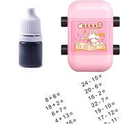 New 2 in 1 Roller Digital Teaching Stamp Addition and Subtraction Roller Stamp with Ink, Double-Head Roller Digital Teaching Stamp Within 100 (Pink)