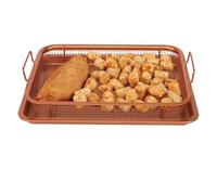 New 2 Pieces Non Stick Oven Crisper Tray Set Elevated Copper Grill Tray for Crunchy Crisps Food Cooking Baking Crisping Basket for 360° Heat Air Circulation Even Healthy Oil Fat Free Home Cooking