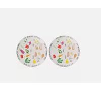 New 2 Set New Porcelain Portion Control Plate Veggie Vegan Healthy Eating Dinner