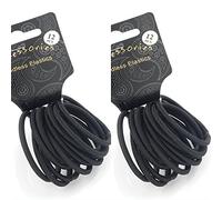 New 2 Sets of 12 Black Thick Snag Free Endless Hair Elastics Bobbles Hair Bands