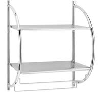 New 2 TIER MODERN CHROME WALL MOUNTED BATHROOM SHELF UNIT TOWEL RAIL RACK