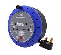 New 2 Way 5M Extension Reel Heavy Duty Cassette Lead Gang Mains Socket 10A METRE AMP UK Cable | Ideal for Home & Work | Safety Thermal Cut-Out