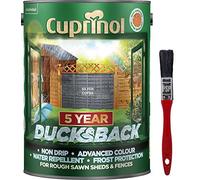 New 2018 Cuprinol Ducksback Shed & Fence Paint 5 Litre Silver Copse. Non Drip, Water Repellent and Frost Defence. Protection for 5 Years. Includes PSP Touch up Brush.
