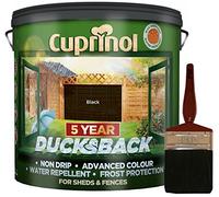 New 2018 Cuprinol Ducksback Shed & Fence Paint 9 Litre BLACK. Non Drip, Water Repellent and Frost Defence. Protection for 5 Years. Includes PSP 4” fence application woodcare brush.