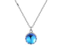 New 2025 Arrival Trendy 100% 925 Sterling Silver Blue Crown Crystal Sparkling Necklace For Women Classic Swing Ball Pendant Silver Jewelry With For You Fashion Accessories Creative Gift