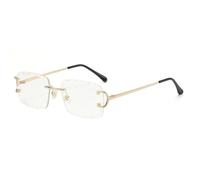 New 2025 blue brown rimless sunglasses uv400 male For Women square sun glasses for men frameless metal fashion(Gold With Clear)
