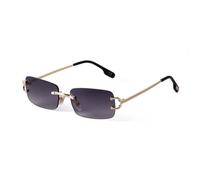 New 2025 Blue Rimless Rectangle Sunglasses Men Metal Fashion Square Sun Glasses For Women Gradient Lens Frameless UV400(C5 Gray)
